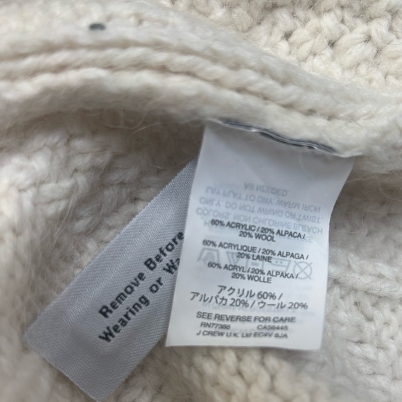 J. CREW CABLE KNIT FISHERMAN ALPACA BLEND TEXTURED WHITE CREWNECK SWEATER SZ L - Picture 9 of 11